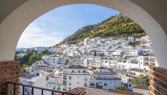 Mijas village skyline arch in Costa del Sol beautiful Mediterran